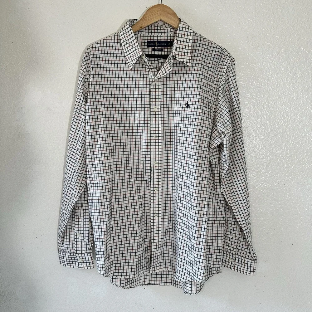 Polo By Ralph Lauren Button Up Shirt Mens XL Custom Fit Long Sleeve